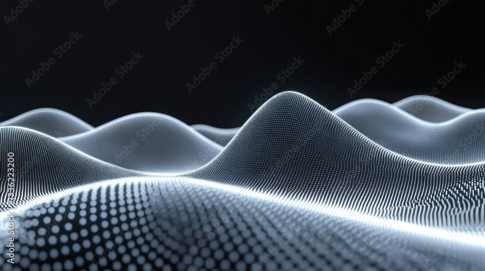 Aufkleber abstract digital landscape showing smooth undulating glowing surfaces over dark background