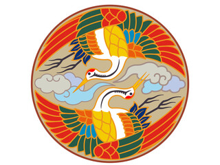 カラーの雲鶴の丸