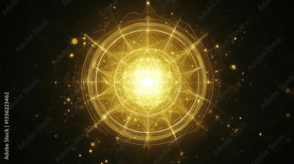 Aufkleber a glowing circular radiant design with intricate lines and details