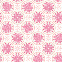 seamless pink floral monochrome mandala pattern