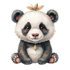 Obraz premium Panda Cute Animal Clipart Watercolor Minimal
