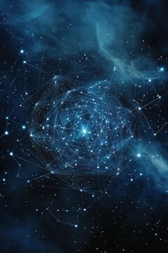 A sentient spaceship gracefully navigating the cosmos, guided by an organic intelligence amidst the stars.