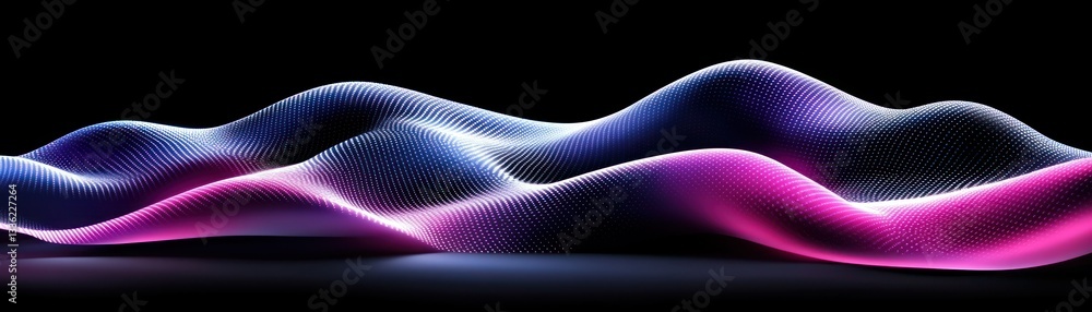Poster Abstract representation of digital waves with a gradient light effect