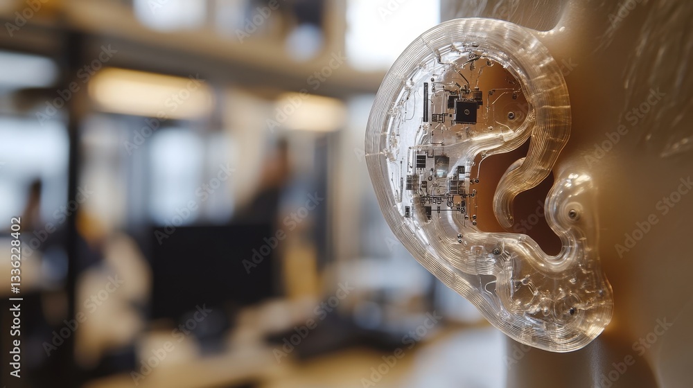 Poster an innovative prototype of a 3d-printed ear with graphene-based circuits, enabling direct neural con