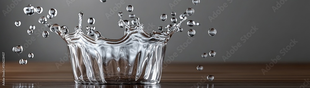 Poster a pristine water splash with droplets creates visual impact