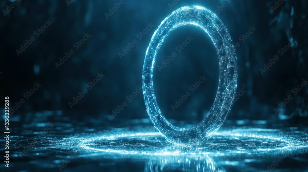 Poster a glowing circular portal appears in a dark blue environment