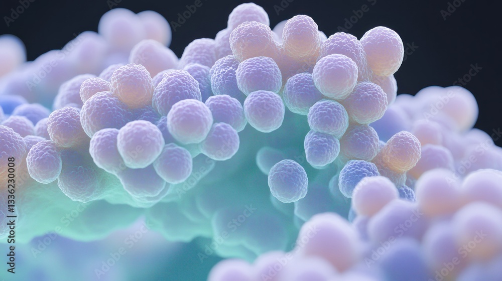 Poster A cluster of spherical shapes with subtle gradients in the image