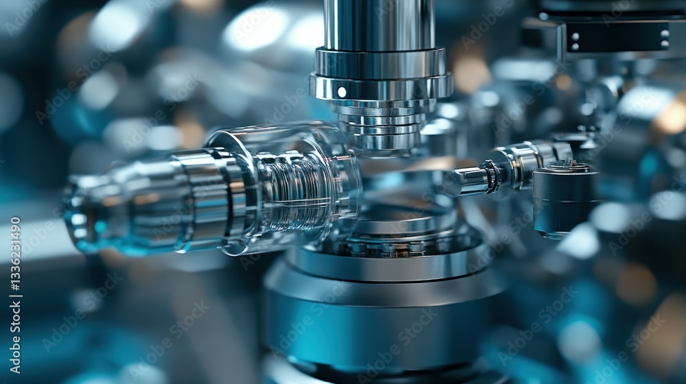 Poster complex science or medical equipment showing details of multiple components