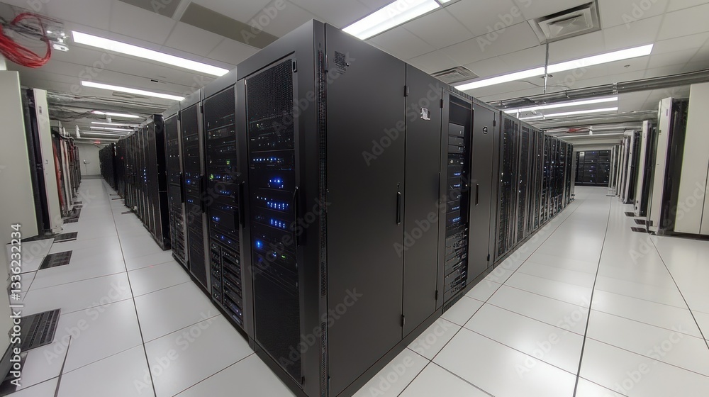 Aufkleber Server racks arranged in rows inside a modern data center facility