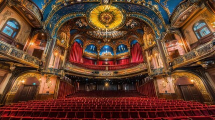 Obraz premium A historic opera house with grand architecture, velvet seats, and golden embellishments.