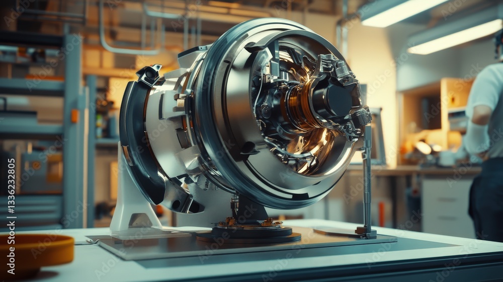 Poster precision engineering meets the future as a male vr user breaks down an engines complex components i