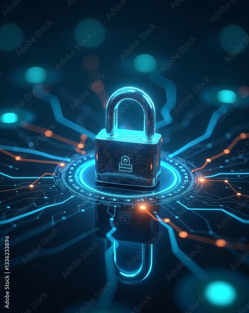 Aufkleber a padlock lit up with an electronic circuit, symbolizing digital security and data protection