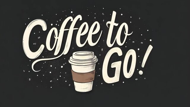 Poster take out coffee cup with lettering Coffee To Go for cafe and coffee take away. Monochrome vintage drawing for drink and beverage menu or cafe theme.