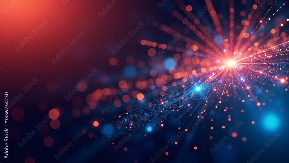 Poster glowing abstract background with futuristic network concept. it has vibrant blue and orange light bu
