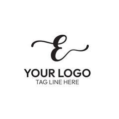 Elegant Script E Letter Logo – Luxury Branding with Calligraphy Style