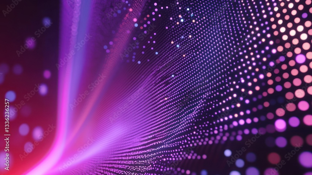 Poster A vibrant abstract composition with illuminated dots and curves