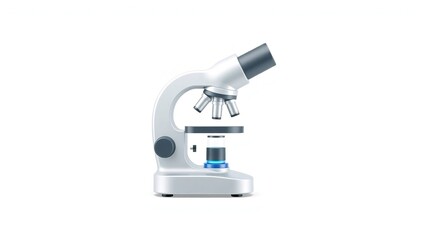 Modern Silver Microscope Science Lab Equipment Research Technology 3d tool lens study clean glass   