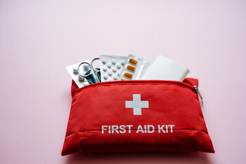 A comprehensive Essential First Aid Kit equipped with essential Medical Supplies that are...