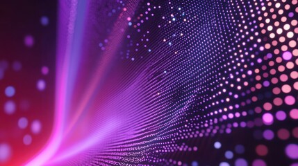 A vibrant abstract composition with illuminated dots and curves