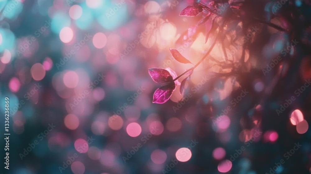 Poster a vibrant display of leaves with beautiful bokeh effects