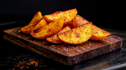 A wooden cutting board topped with sliced peaches on top of a table