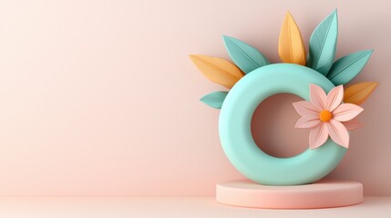 A colorful, stylized letter "C" adorned with leaves and a flower, set against a soft pastel background, evoking a fresh, modern aesthetic.