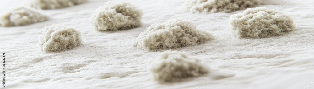 Poster Close up photograph of small soft textured fluffy objects arranged on surface
