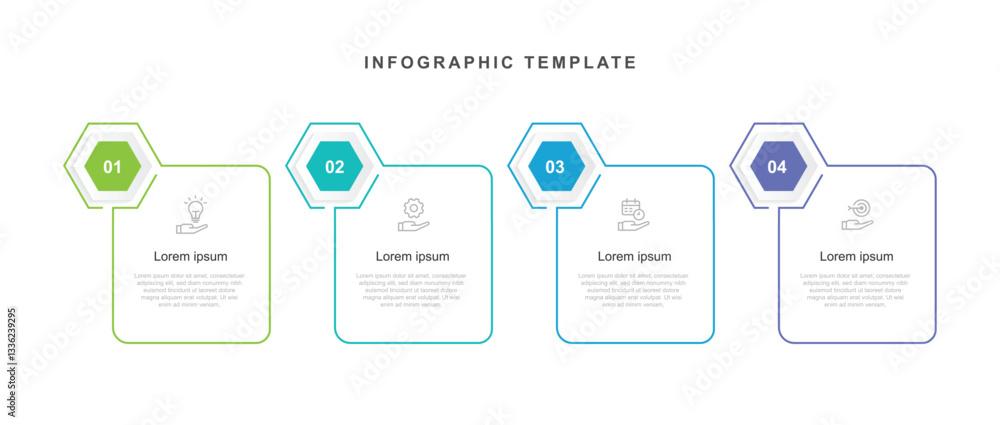 Poster 4 step column infographic template with icons suitable for business information and web presentation 