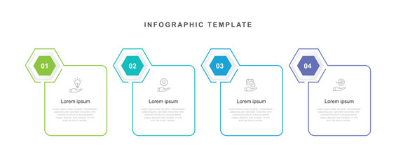 4 step column infographic template with icons suitable for business information and web presentation 