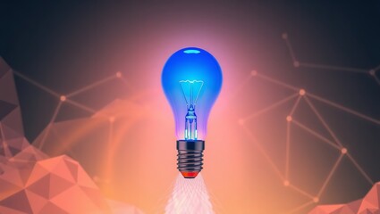 Brilliant Blue Lightbulb Idea Innovation Concept Design Digital Art Abstract Background Technology  
