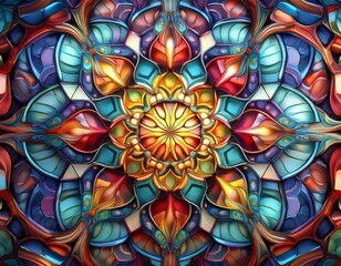 A kaleidoscope effect created by overlapping cells in vivid colors 66604.