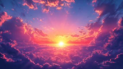 Fototapeta premium Majestic sunset clouds glowing with warm sun rays and cool blue tones