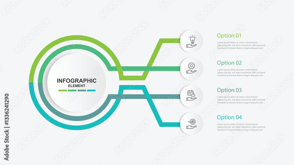 Aufkleber design template infographic with 4 line connected. 4 step timeline infographic