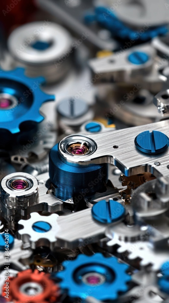 Poster detailed macro shot displays the inner workings of a watch mechanism