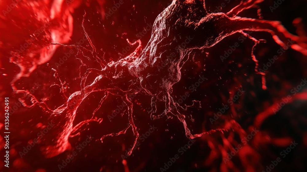 Poster Detailed artistic rendering of a biological substance and its structures