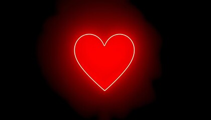 Glowing red neon heart against dark background, perfect for Valentine's Day, night, illuminated