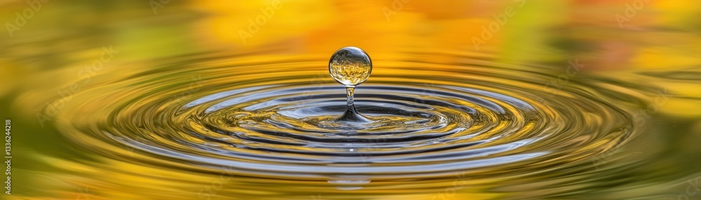 Poster a single droplet of water creates concentric ripples on the surface