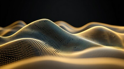 Abstract glowing landscape formed with small illuminated circular points