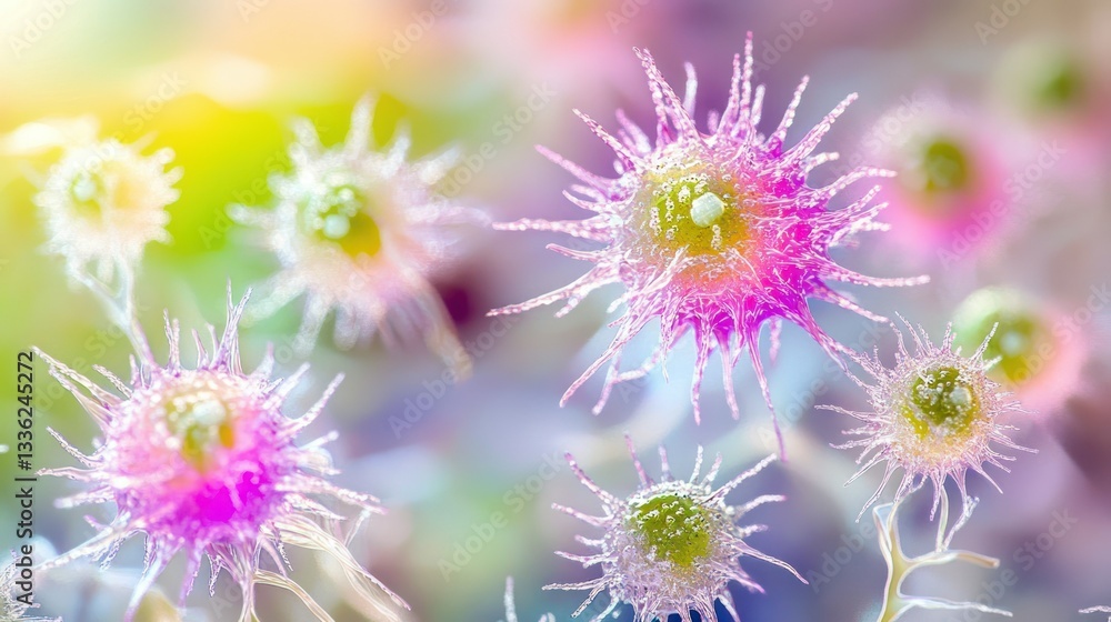 Poster Abstract microscopic representation of multiple biological cellular structures present