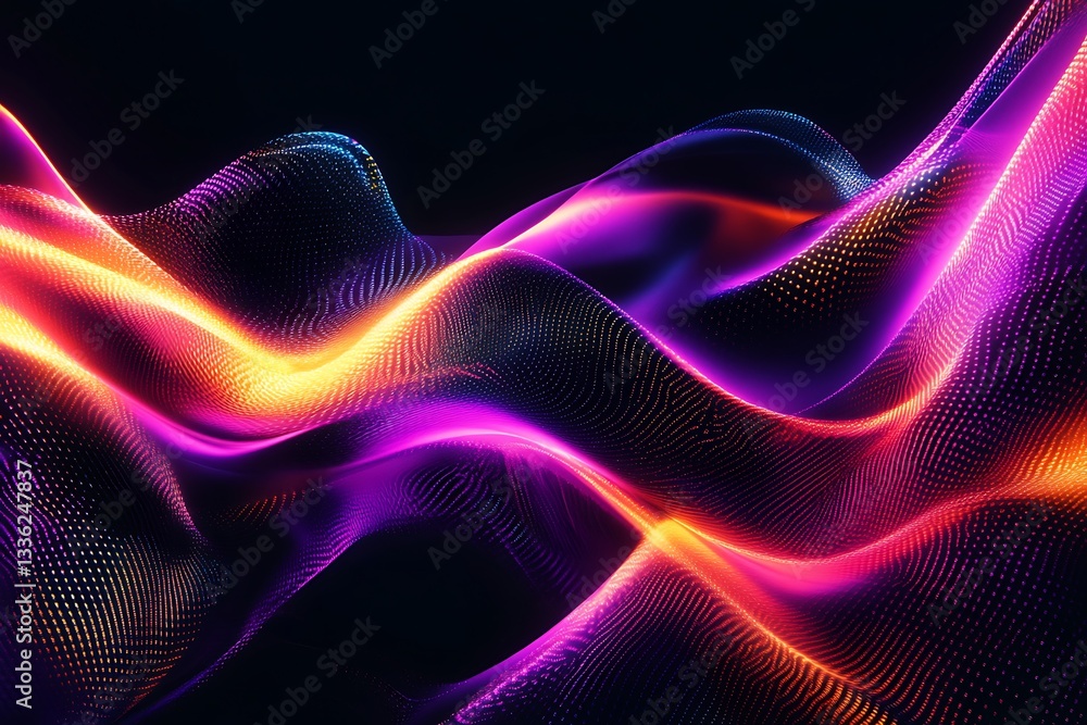 Poster abstract colorful wave particles.