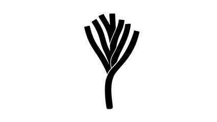 leek onion leaves, Black Isolated Silhouette