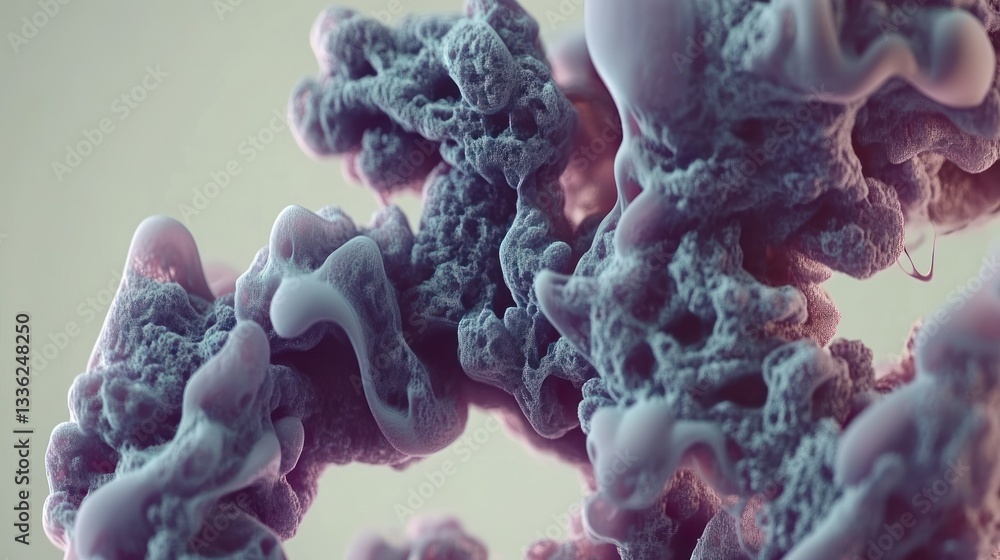 Poster Abstract organic forms with textured surfaces and gradient lighting create an image