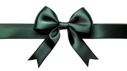 [Transparent Background PNG]Dark Green Satin Ribbon Bow with Ribbon
