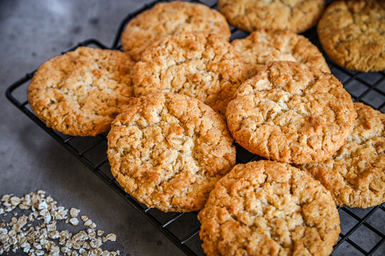 Anzac biscuits are a traditional sweet Australian cookie made with rolled oats