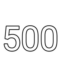 Black and white color numbers 500