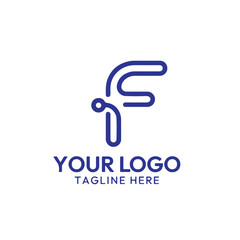 Modern Letter F Logo with Bold Blue Line Art – Unique and Stylish Branding