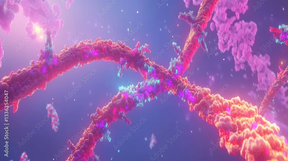 Aufkleber Abstract Render Illustrates Complex Cellular Structures With Colorful Illumination