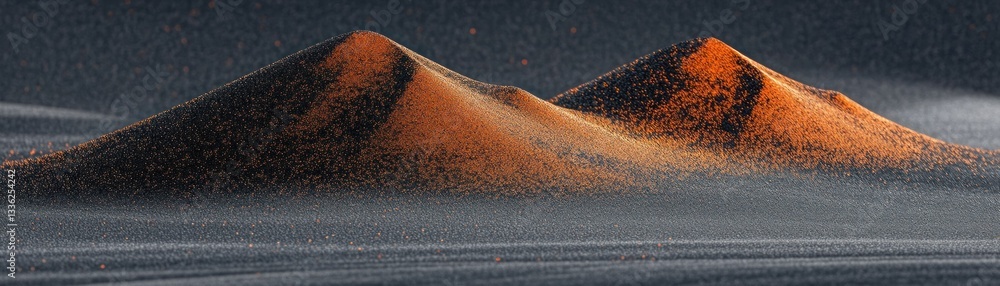 Aufkleber the image presents two small abstract hills with illuminated surfaces
