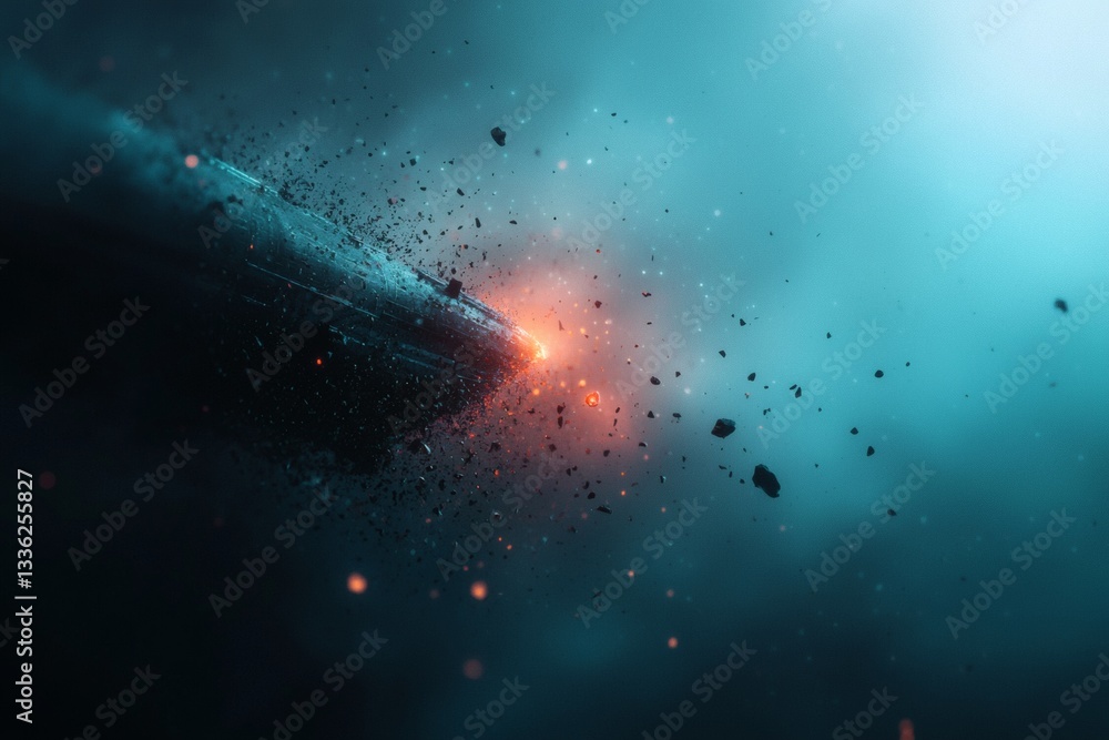 Poster cosmic journey through an asteroid field generative ai
