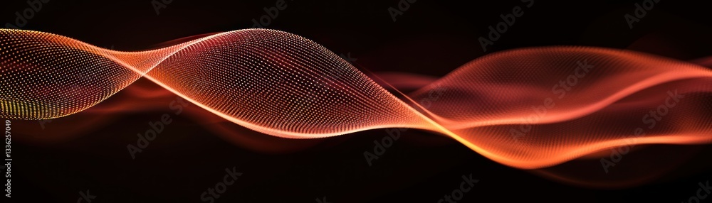 Poster Abstract orange and red flowing lines over a dark background